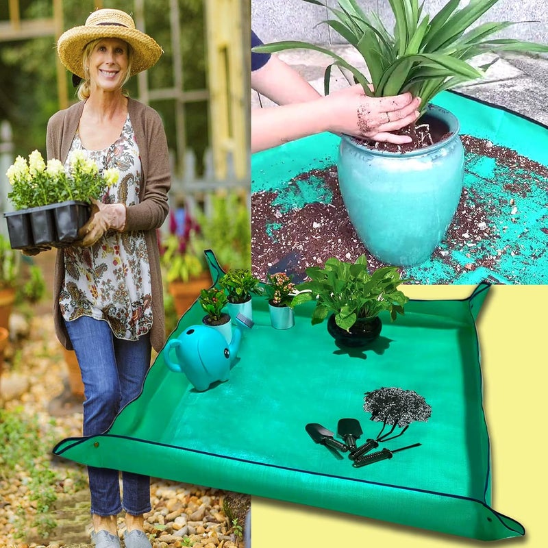 WondMall 39.4" x 39.4" Large Plant Repotting Mat for Indoor Plants, Portable and Foldable Gardening mat, Waterproof Transplanting Potting Mat in Garde - Image 3